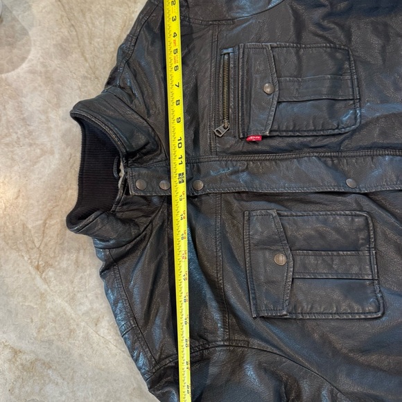 Levi's Dark Leather Bomber Jacket - Picture 9 of 11